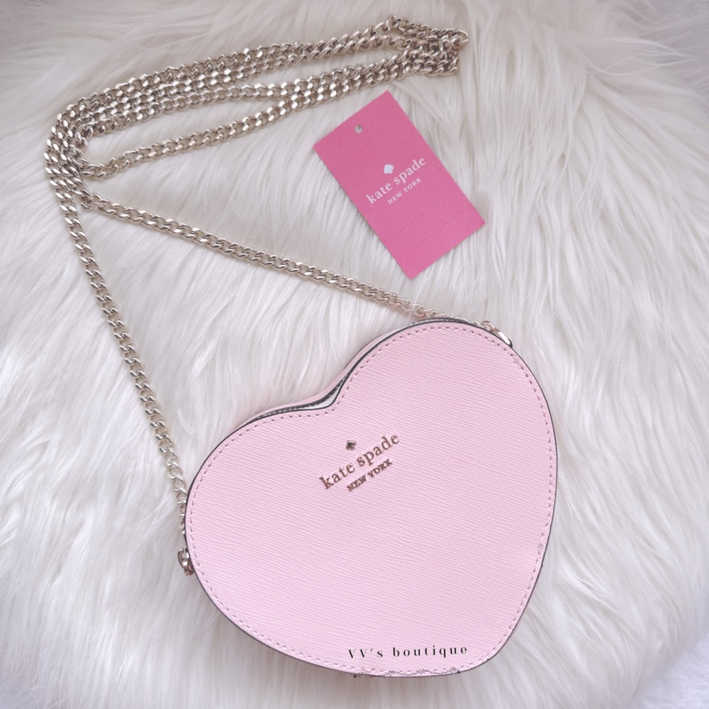 NWT Kate Spade Love Shack Mini Heart Crossbody Purse Chalk Pink K6063 RARE